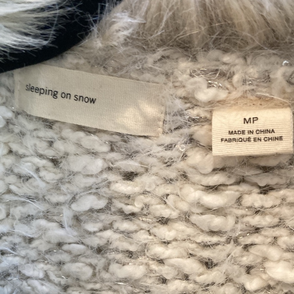 EUC Anthropologie Sleeping on Snow Knit Cardigan with Faux Fur - Picture 2 of 8